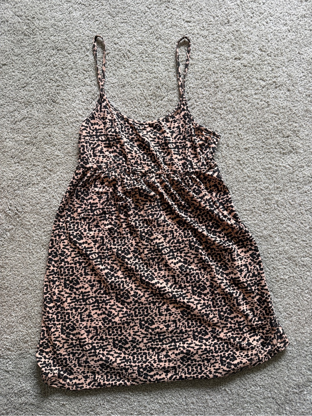 Pink and Black Leopard Print Slip Mini Dress 100% Cotton Blend